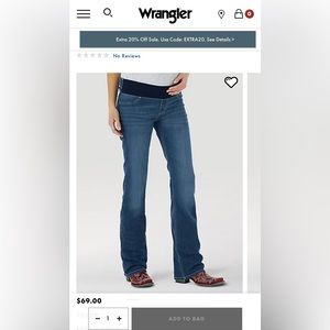 NWT - Wrangler Mae bootcut maternity jeans - size 17 / 34 inseam - dark blue